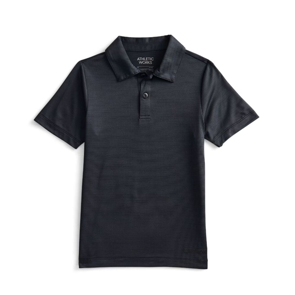 Athletic Works Black Boys Active Polo Shirt with Short Sleeves S